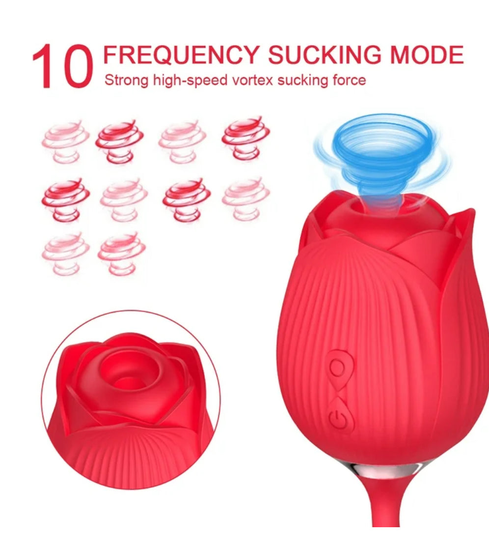 🌹 Rose Suction & Dildo Vibrator – Dual Pleasure Toy