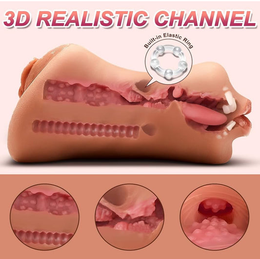 🔥 Double-Ended Realistic Stroker – Mouth & Vagina